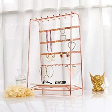 MORIGEM Rose Gold Jewelry Organizer for Necklaces and Earrings