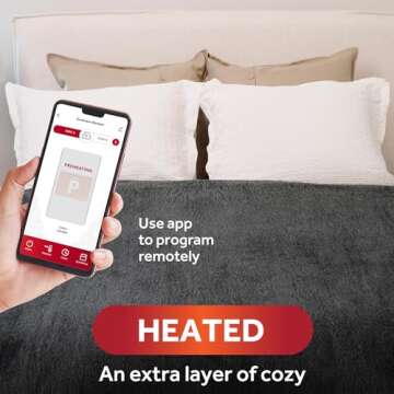 Sunbeam Electric Wi-Fi Connected Loftec Electric Heated Blanket, 10 Heat Settings, 10-Hour Auto Off, Fast Heating, Smart Heating Blanket, Voice & Wired Controller, Night Fog Grey, Queen, 90" x 84"