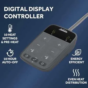 Sunbeam Electric Wi-Fi Connected Loftec Electric Heated Blanket, 10 Heat Settings, 10-Hour Auto Off, Fast Heating, Smart Heating Blanket, Voice & Wired Controller, Night Fog Grey, Queen, 90" x 84"