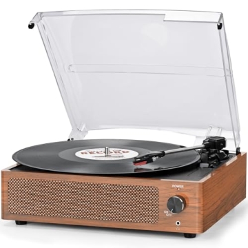 Vinyl Record Player with Speakers Vintage Turntable for Vinyl Records Belt-Driven Turntable Support ...