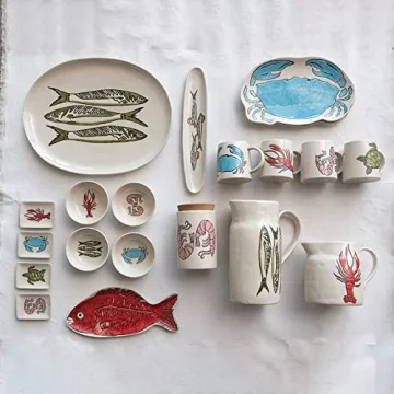 Creative Co-Op Coastal Stoneware Pitcher for Home