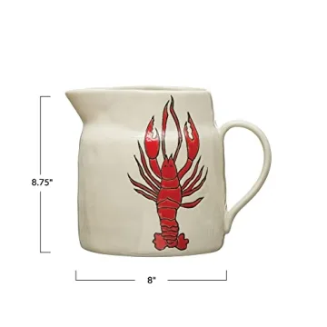 Creative Co-Op Coastal Stoneware Pitcher for Home