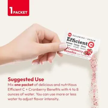 ANDREW LESSMAN Efficient C + Cranberry Benefits 180 Packets - Immune, Energy, Stress and Urinary Tract Support. Reinvention of The Vitamin C Drink. No Calories. No Sugar. No Carbs. Easy to Mix.