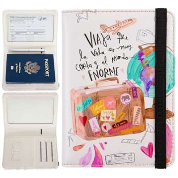 Pink Passport Holder,Cute Passport Cover,Travel Wallet with Credit Card Slots Rfid passport Wallet Waterproof Documents Organizer Women Men (The Traveler)