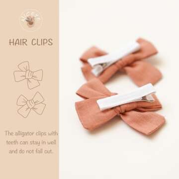 Niceye Baby Hair Clips - 24 Pcs Fully Lined Hair Bow Clips for Fine Hair Cotton Tiny Hair Barrettes ...