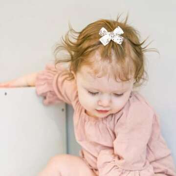 Niceye Baby Hair Clips - 24 Pcs Fully Lined Hair Bow Clips for Fine Hair Cotton Tiny Hair Barrettes for Infants, Toddlers, and Little Girls