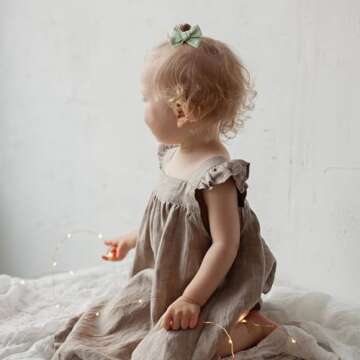 Niceye Baby Hair Clips - 24 Pcs Fully Lined Hair Bow Clips for Fine Hair Cotton Tiny Hair Barrettes for Infants, Toddlers, and Little Girls