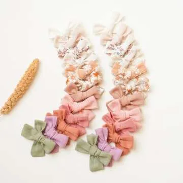 Niceye Baby Hair Clips - 24 Quality Cotton Bows for Girls