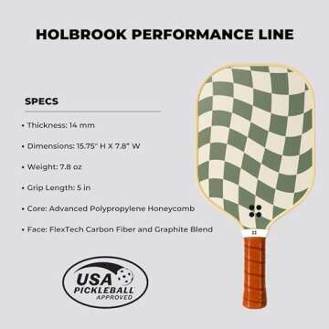 Holbrook Pickleball Paddles - Centre Court Design | Performance Series | Carbon Fiber Pickleball Pad...