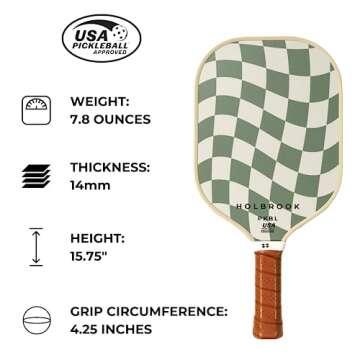 Holbrook Pickleball Paddles - Centre Court Design | Performance Series | Carbon Fiber Pickleball Paddle, Graphite Blend Surface | Polypropylene Honeycomb Core | Cute Pickleball Paddle