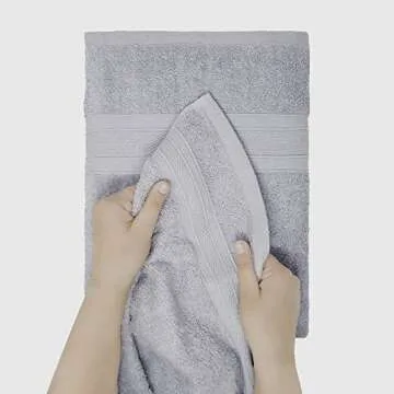 TRIDENT Soft & Plush Luxury Towel Set, 100% Cotton, 2 Bath Towels 2 Hand Towels 2 Washcloths Highly Absorbent Towels for Bathroom, 6 Pieces Silverish Grey Towel Sets