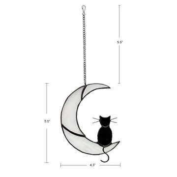 Charming Black Cat Stained Glass Window Suncatcher