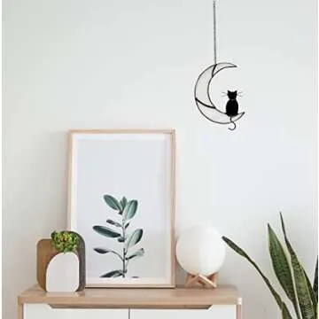 Charming Black Cat Stained Glass Window Suncatcher