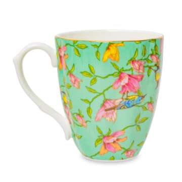 Flora 13oz Bone China Coffee Mugs - Teacups for Valentine's Day, Christmas, Birthdays - Gifts for Wo...