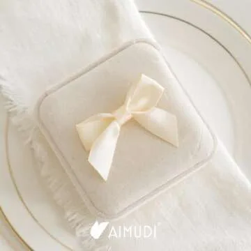 AIMUDI Ivory Satin Ribbon Bows 2" Self Adhesive Satin Bows for Gift Wrapping Premade Satin Bows with Double-Sided Tape for Making Crafts Baby Shower Birthday Party Wedding Decorations, 50 PCs