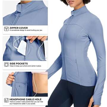 QUEENIEKE Women's Running Jacket - Full Zip Athletic Jacket for All Activities