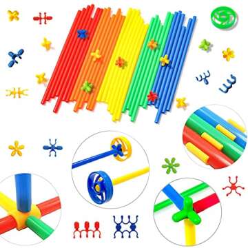 Haninsuze Straw STEM Building Toys 480 pcs Interlocking Plastic Educational Toys Engineering Buildin...