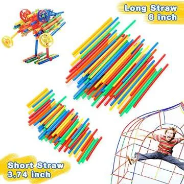 Haninsuze Straw STEM Building Toys 480 pcs Interlocking Plastic Educational Toys Engineering Building Blocks -Fun- Educational- Safe for Kids- Develops Motor Skills-Construction Blocks