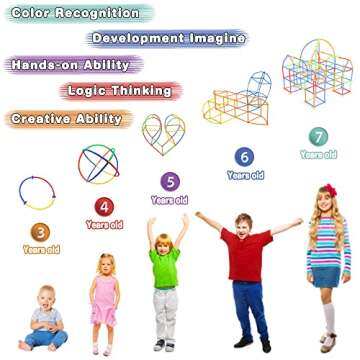 Haninsuze Straw STEM Building Toys 480 pcs Interlocking Plastic Educational Toys Engineering Building Blocks -Fun- Educational- Safe for Kids- Develops Motor Skills-Construction Blocks