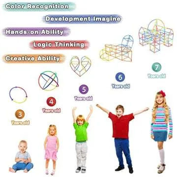 Haninsuze Straw STEM Building Toys 480 pcs Interlocking Plastic Educational Toys Engineering Building Blocks -Fun- Educational- Safe for Kids- Develops Motor Skills-Construction Blocks