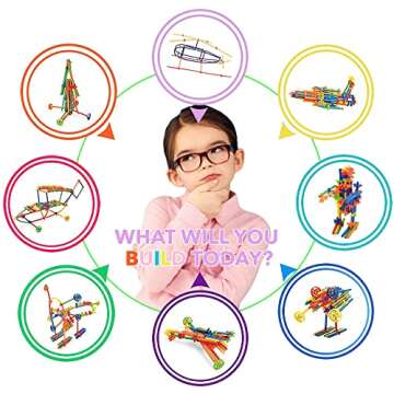 Haninsuze Straw STEM Building Toys 480 pcs Interlocking Plastic Educational Toys Engineering Building Blocks -Fun- Educational- Safe for Kids- Develops Motor Skills-Construction Blocks