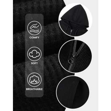 Yimoon Zip Up Hoodie Women Cropped Waffle Knit Vintage Sweatshirt Casual Jackets Long Sleeve Hooded ...