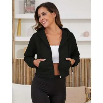Yimoon Cropped Zip Up Hoodie for Women - Stylish Comfort