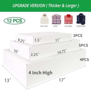 12 White Gift Wrap Boxes with Lids for wrapping Large Clothes and 80 Count Foil Christmas Tag Sticke...