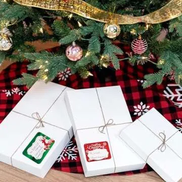 12 White Gift Wrap Boxes with Lids for wrapping Large Clothes and 80 Count Foil Christmas Tag Stickers (Assorted size for wrapping Robes, Sweater, Coat, Shirts and Clothes xmas Holiday Present)