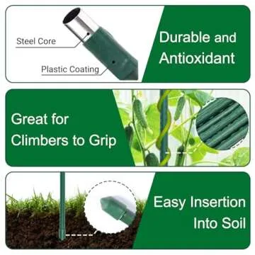 TINGYUAN Garden Stakes 2ft Durable Plant Support Pack of 25