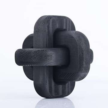 Living Room Decor Wood Knot, 3-Link Wood Chain Link Decor，Desk Fireplace Shelf Decor, Black Home Decorations for Living Room, Farmhouse Coffee Table Decor (Black)