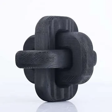 Living Room Decor Wood Knot, 3-Link Wood Chain Link Decor，Desk Fireplace Shelf Decor, Black Home Decorations for Living Room, Farmhouse Coffee Table Decor (Black)