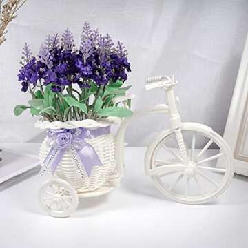 OKENTEN Bicycle Artificial Flower Decor Plant Stand Spring Table Decor Silk Flowers For Home Decor Indoor Bathroom Accessories Flower Arrangement For Table Centerpieces For Dining Room Office Decor(7)