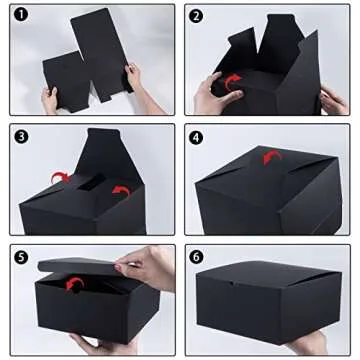 NIGNYA Kraft Gift Boxes with Lid 8x8x4 inches 10 Pack Black Cardboard Paper Gifts Boxes Large Boxes for Presents, Bridesmaid Proposal, Wedding, Birthday