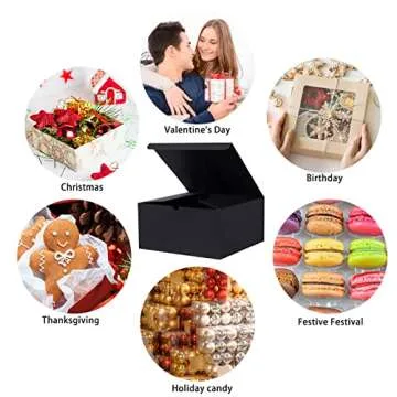 NIGNYA Kraft Gift Boxes with Lid 8x8x4 inches 10 Pack Black Cardboard Paper Gifts Boxes Large Boxes for Presents, Bridesmaid Proposal, Wedding, Birthday