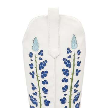 Stylish Phefarer Cowboy Boots with Bluebonnet Embroidery