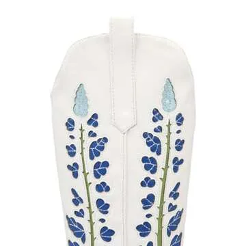 Stylish Phefarer Cowboy Boots with Bluebonnet Embroidery
