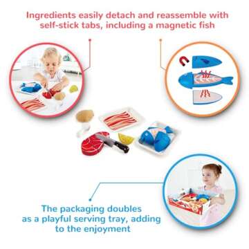 Hape Tasty Proteins Set | Wooden Pretend Play Food Set for Kids, Basic Play Cooking Ingredients and Accessories Set, Multicolor