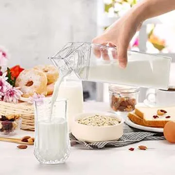 yarlung 4 Pack 34 Oz Milk Carton Water Bottle, Clear Plastic Milk Box Portable Leakproof Square Juice Bottle for Outdoor Sports Travel Camping