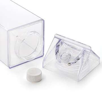 yarlung 4 Pack 34 Oz Milk Carton Water Bottle, Clear Plastic Milk Box Portable Leakproof Square Juice Bottle for Outdoor Sports Travel Camping