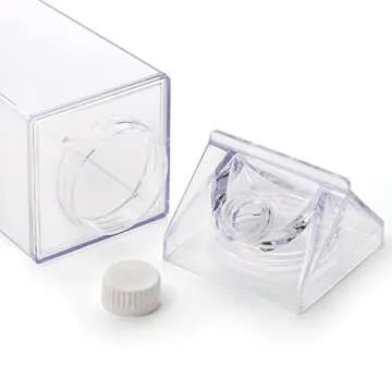 yarlung 4 Pack 34 Oz Milk Carton Water Bottle, Clear Plastic Milk Box Portable Leakproof Square Juice Bottle for Outdoor Sports Travel Camping