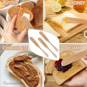 Framendino, 6 Pack Wooden Butter Spreaders Wood Cheese Peanut Jelly Jam Sandwich Cream Spreader Breakfast Dessert Condiment Spatula Spatulas for Kitchen Baking Tool Natural Color 6.5"