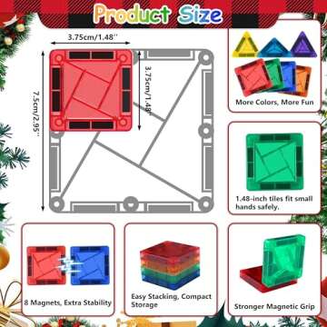Felikray Mini Magnetic Tiles 42pcs, Kids Toys STEM Magnet Toys for Toddler Magnetic Blocks Building ...