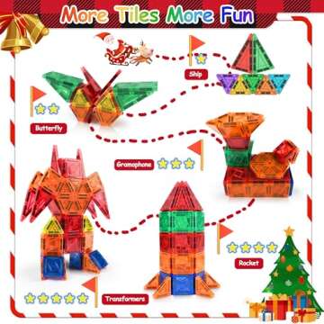 Felikray Mini Magnetic Tiles 42pcs, Kids Toys STEM Magnet Toys for Toddler Magnetic Blocks Building Toys Preschool Learning Sensory Montessori Toys for 3+ Year Old Boys and Girls Creativity Kids Toys