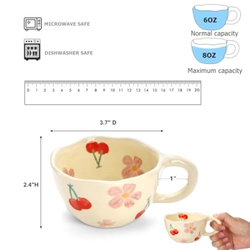 Yopay 2 Pack Handmade Ceramic Mug Set: Cute & Safe