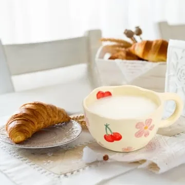 Yopay 2 Pack Handmade Ceramic Mug Set: Cute & Safe