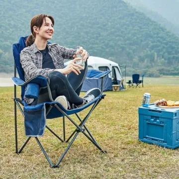 EVER ADVANCED High Back Folding Camping Chair for Comfort