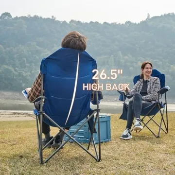 EVER ADVANCED High Back Folding Camping Chair for Comfort
