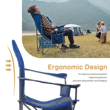 EVER ADVANCED High Back Folding Camping Chair for Comfort