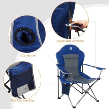 EVER ADVANCED High Back Folding Camping Chair for Comfort